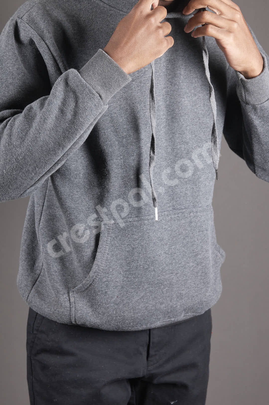 Hoodie Heather Gray — front view on model