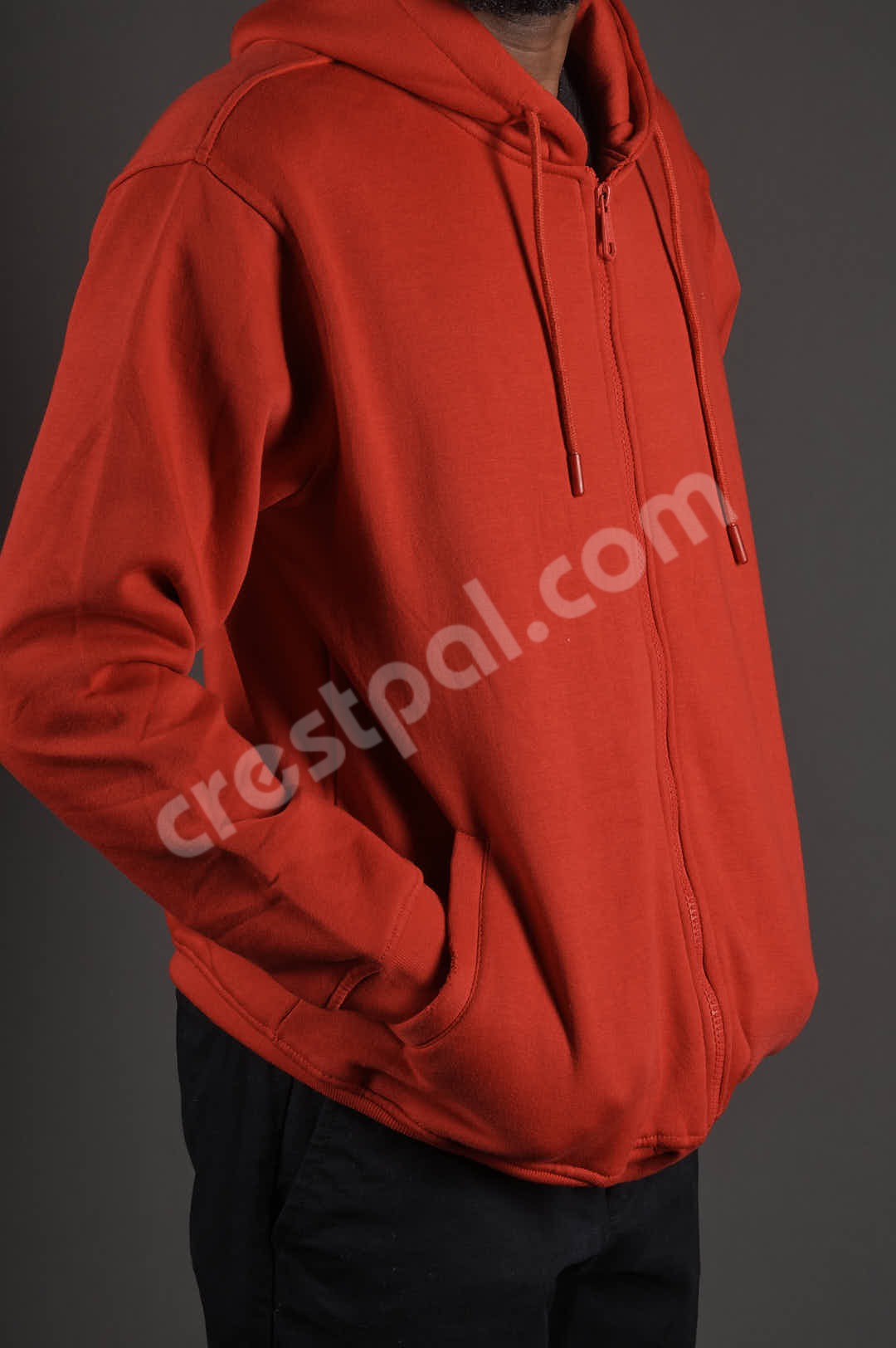 Hoodie Red — front view on model