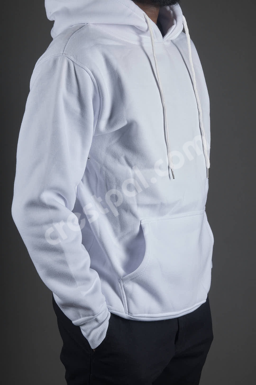 Hoodie White — front view on model
