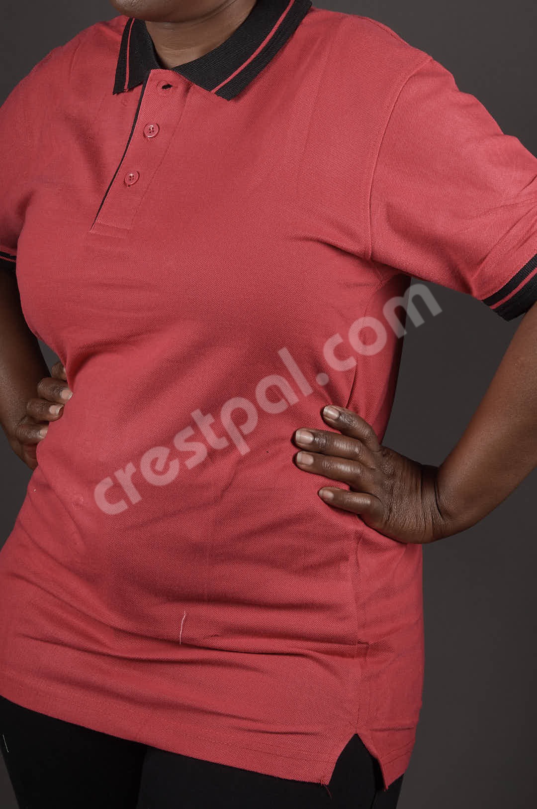 Polo Coral Black Collar — collar and placket detail