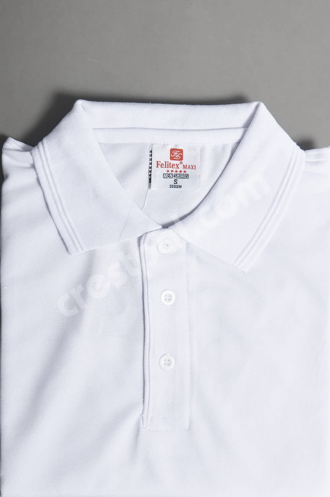 Polo White Solid — front view on model